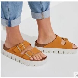 Birkenstock Arizona Papillio Chunky Platform Sandals Suede Womens Size 39